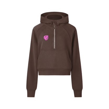 Monstera Diver Cropped Half-Zip Hoodie
