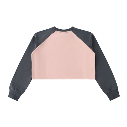 Year of the Unicorn Raw-Hem Color-Block Raglan Crop Sweatshirt