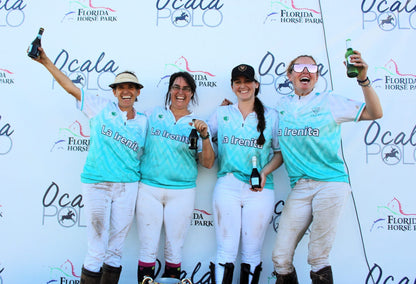 Kora Apparel sublimated polo jerseys on the podium at Ocala Polo Club in Florida