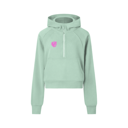 Monstera Diver Cropped Half-Zip Hoodie