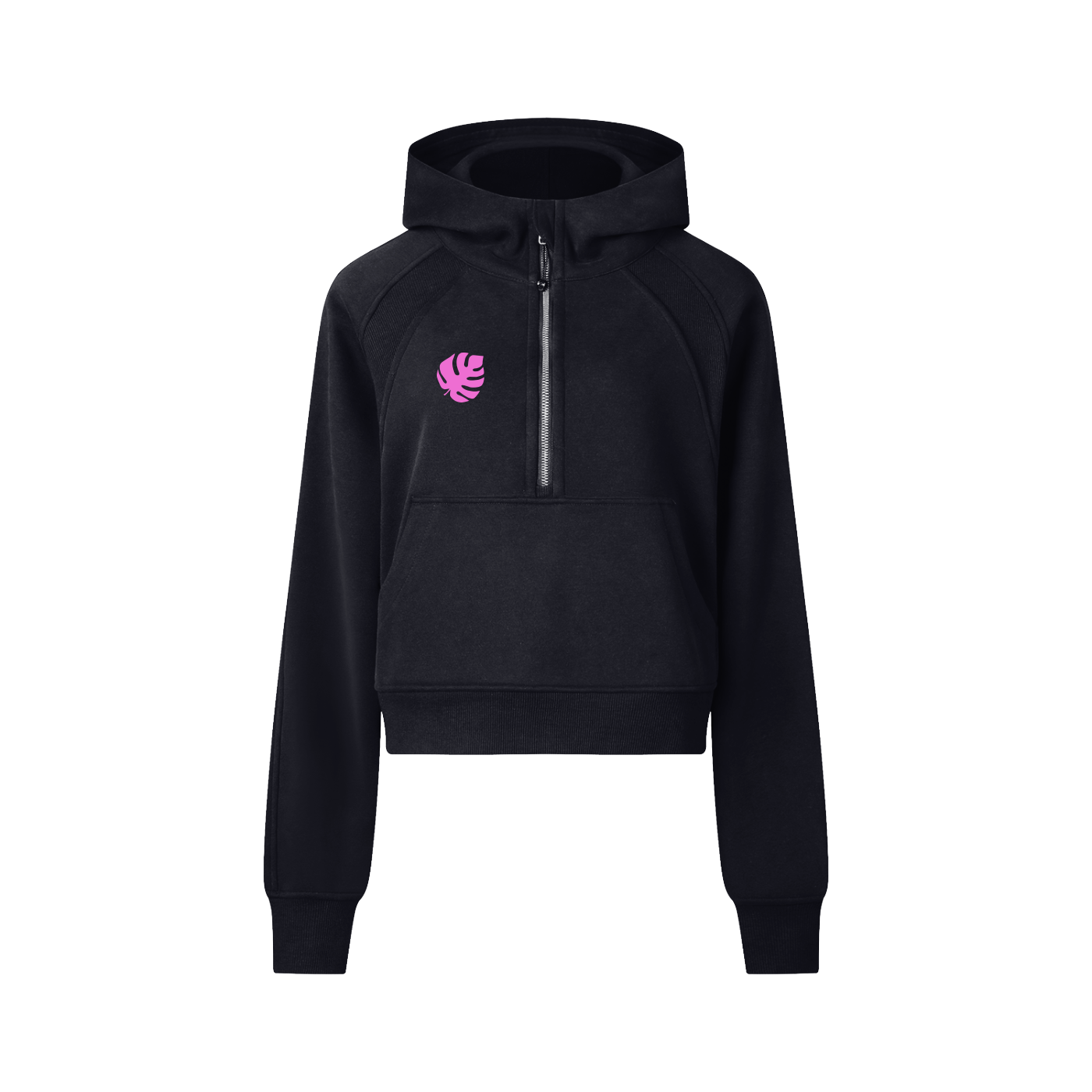Monstera Diver Cropped Half-Zip Hoodie